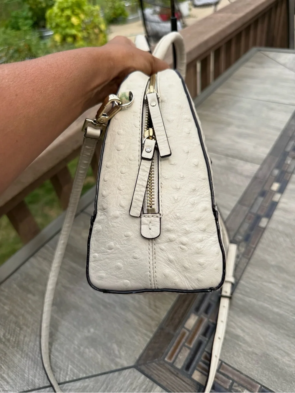 GUC Kate Spade Riverside Street Ostrich Small Felix Satchel Crossbody Bag